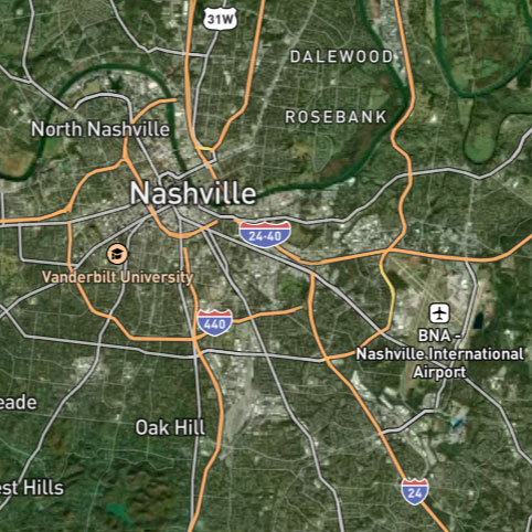 Satellite map with streets